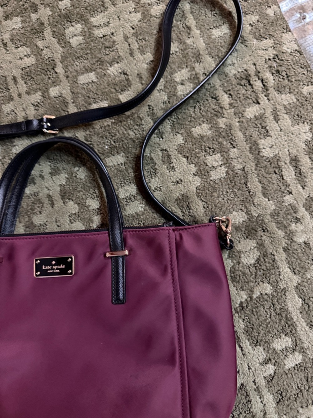 Kate Spade Wilson Road Alyse Satchel Bag Deep Plum Nylon - Picture 4 of 9